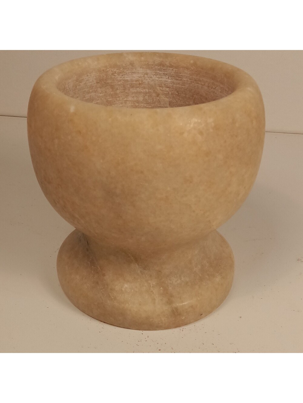 VTG Carved Soap Stone Mor, Handmade Solid Pattern, Easy Clean, 3 in Dia x 4 in H